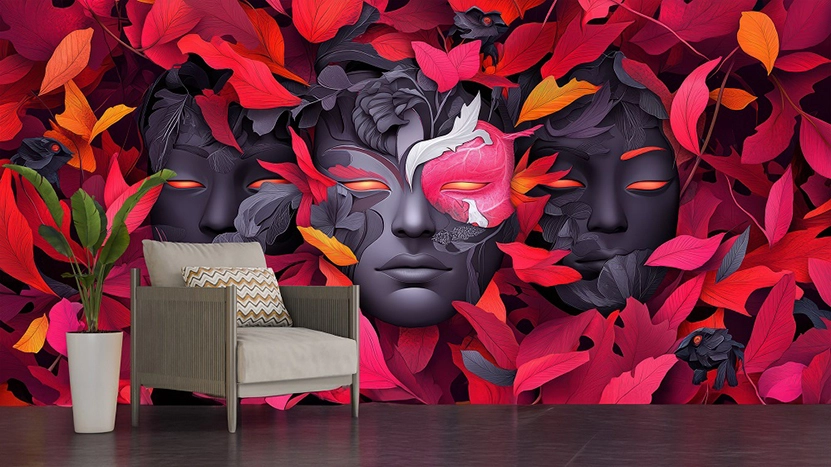 Red Blossom Luxe Wall Mural